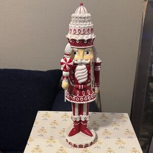 Festive Red and White Nutcracker with Candy Cane